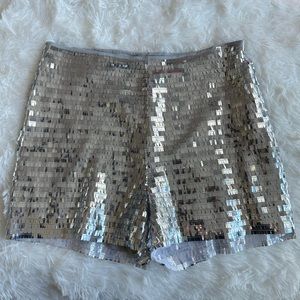 BlueB. Embellished High Rise Silver Shorts NWT Size L.